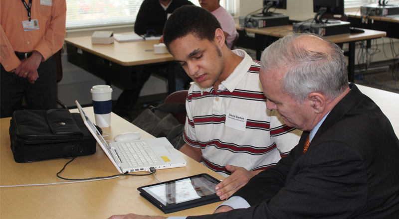 David demonstrates his iPad application for the Governor