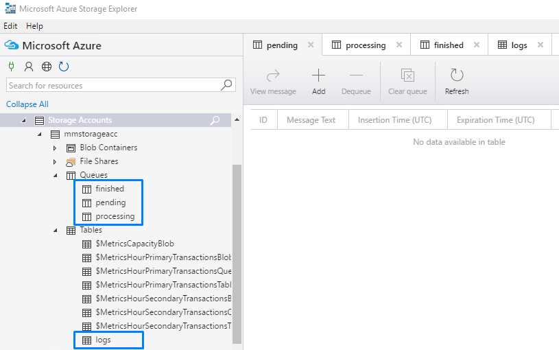 azure-storage-explorer-queues