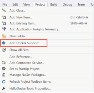 .NET Technology | a drop down menu demonstrates how to activate docker on a desktop
