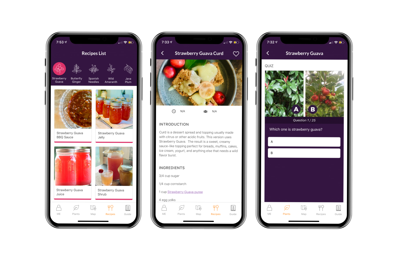 Savage Kitchen Recipes and Plants app screens